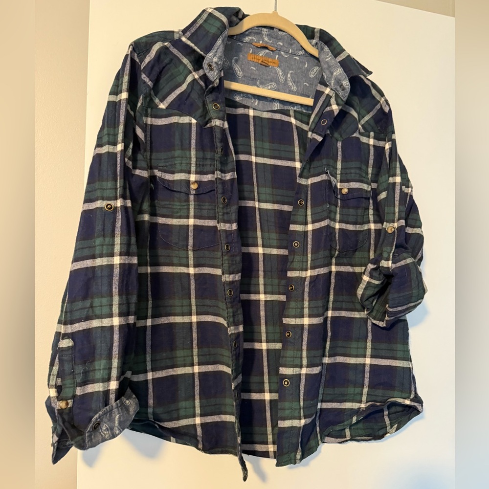 GUC Blue and Green Plaid Shirt - Picture 1 of 2